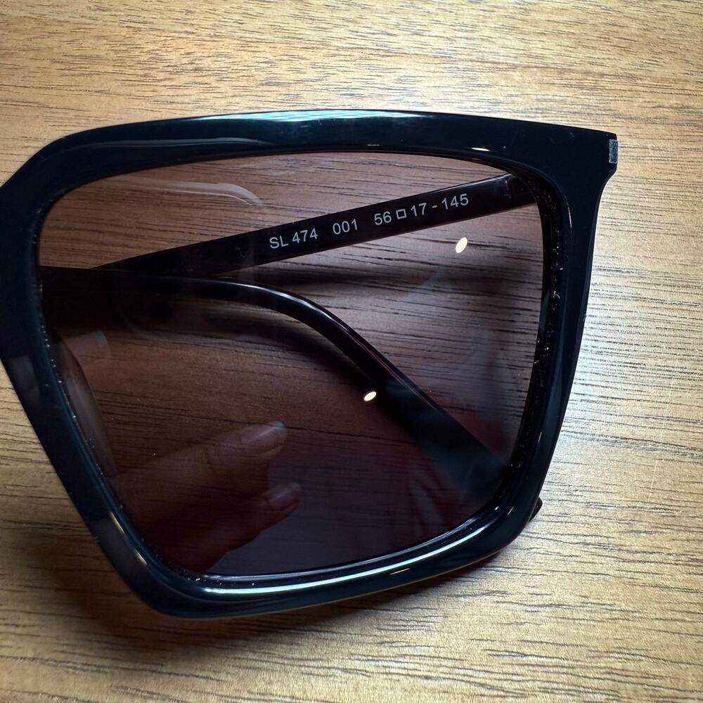 Saint Laurent SL 474 Oversized Square Frame Black Sunglasses YSL Unisex - Picture 14 of 16